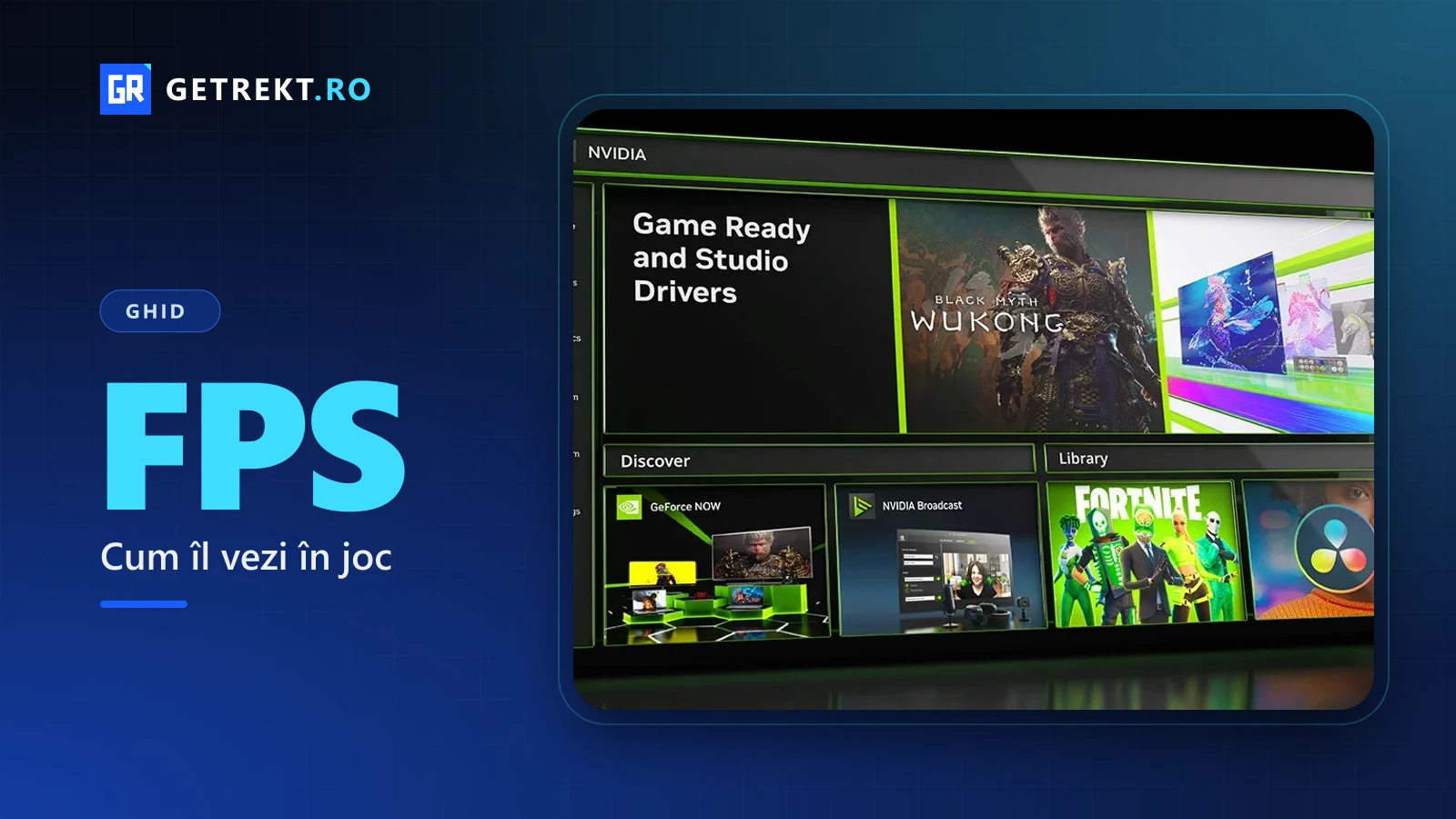 Aplicația NVIDIA App, cu overlay-ul prin care îți urmărești FPS-ul