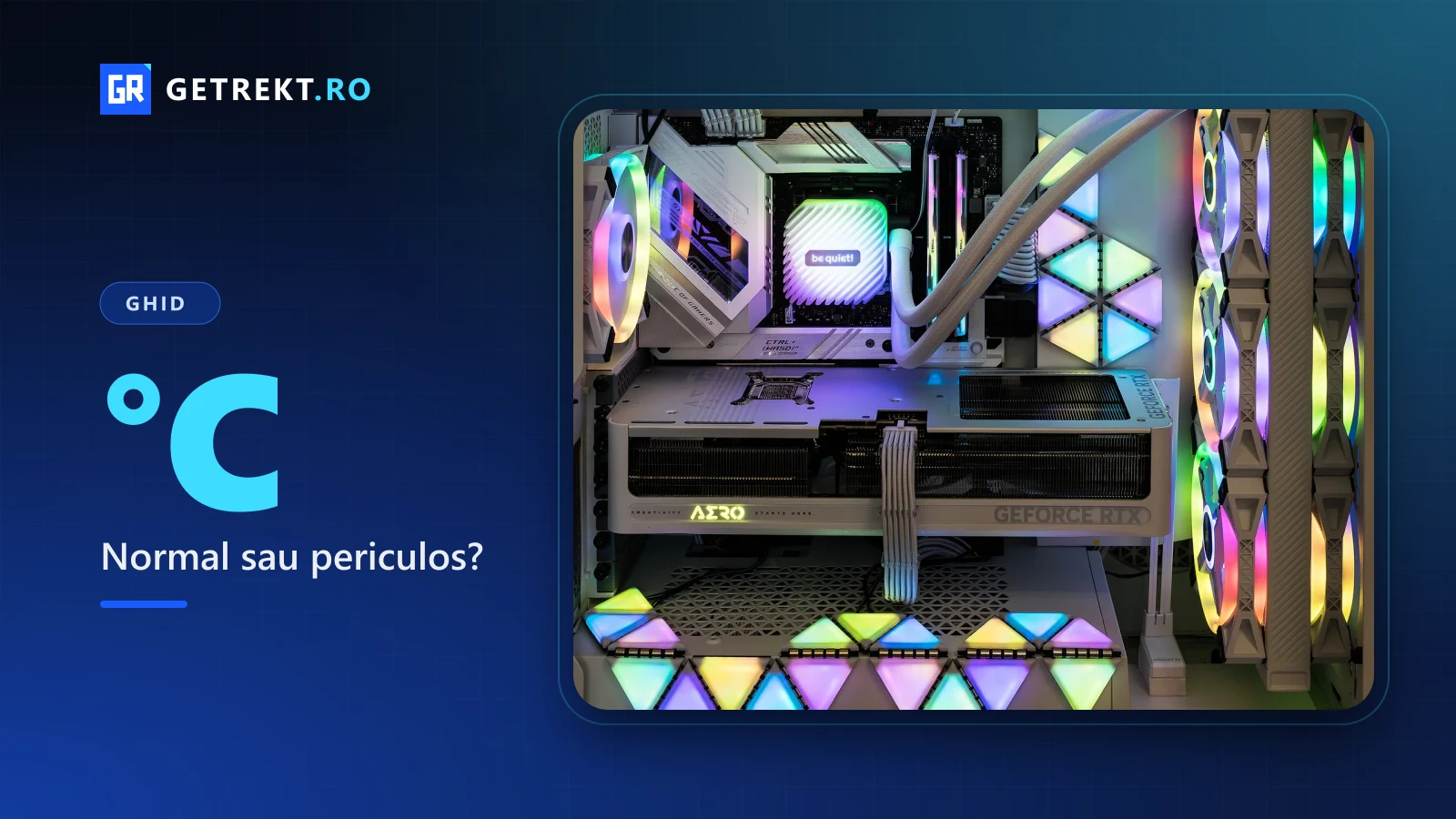 Interiorul unui PC de gaming cu răcire cu apă, ventilatoare și placă video