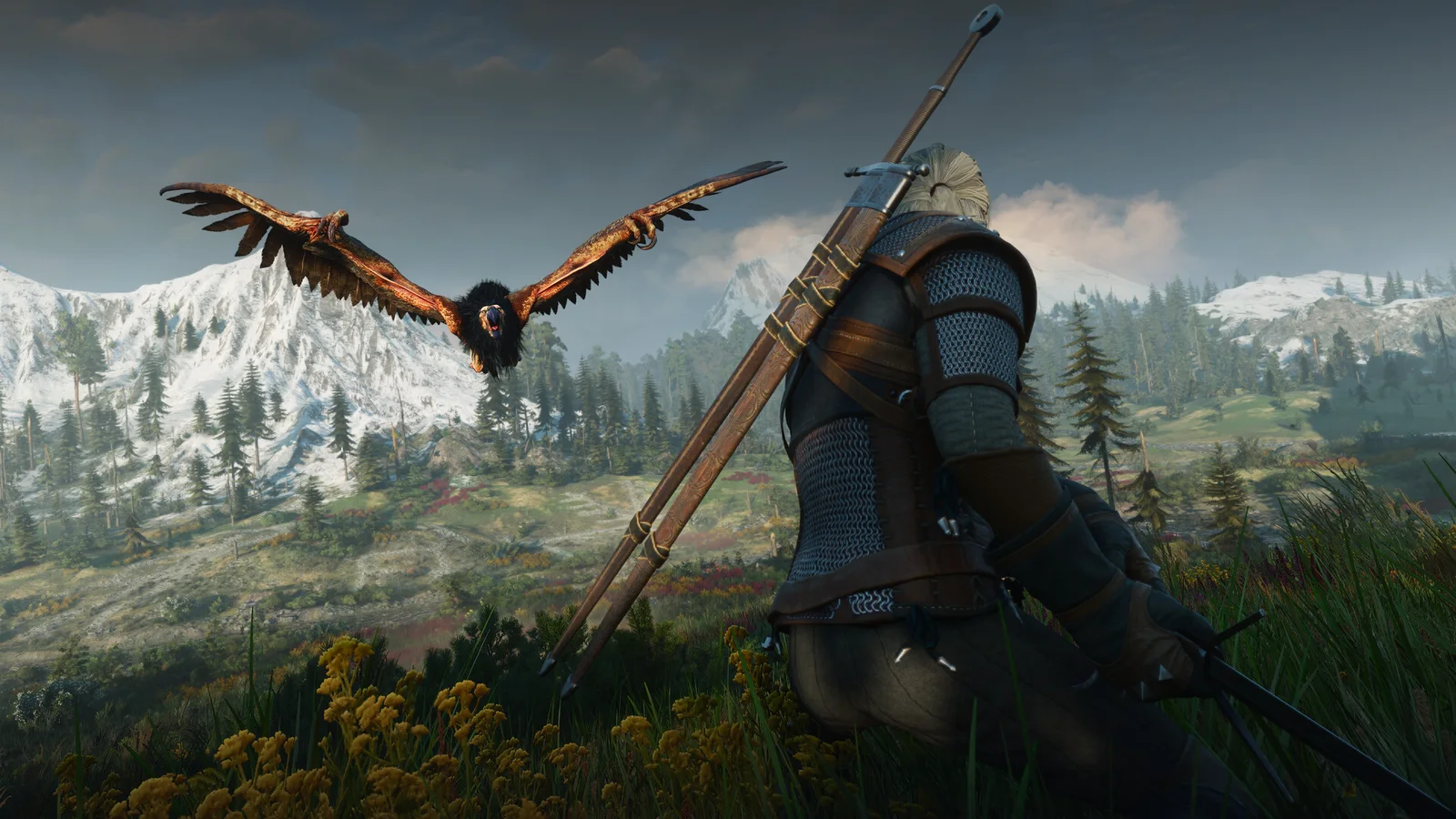 The Witcher 3 Remastered: Geralt într-un peisaj montan