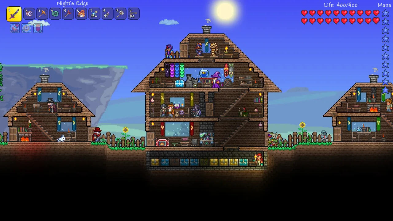 Terraria: case construite de jucător, cu personaje și meșteșugari