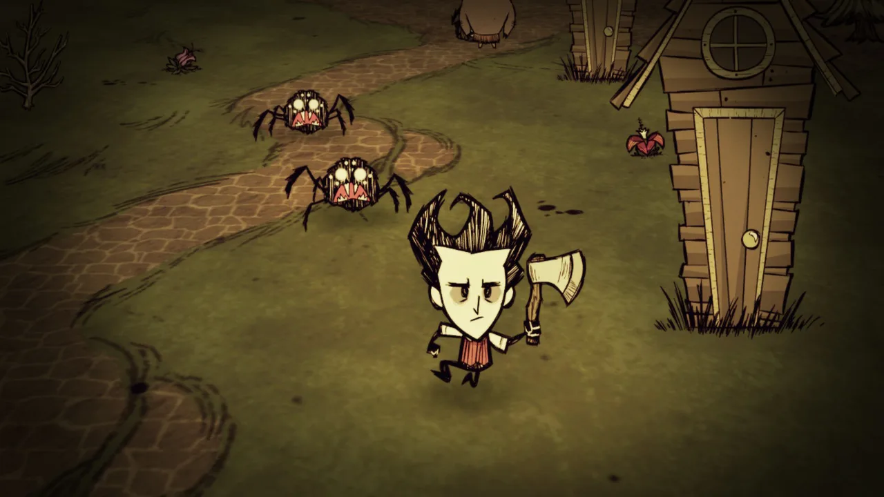 Don't Starve: Wilson cu toporul în pădure
