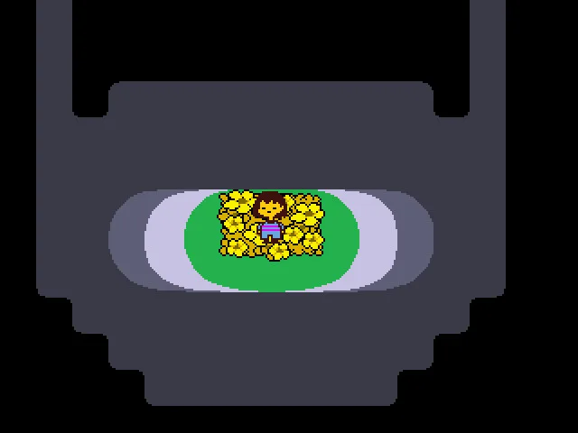 Undertale: Frisk, într-un câmp de flori galbene