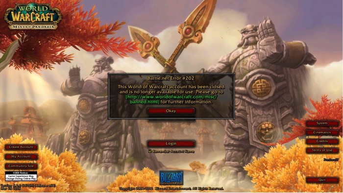 World of Warcraft Banned