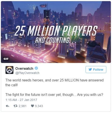 overwatch 25 milioane de jucatori