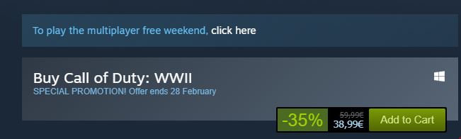 Call of Duty WWII free Weekend Steam