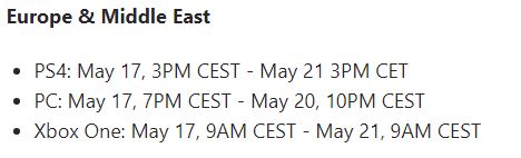 Rainbow Six Siege Free Weekend timeline